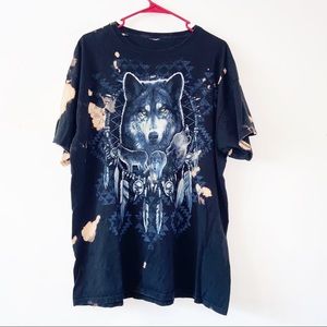 Large Majestic Tribal Wolf Casual Cotton Tee